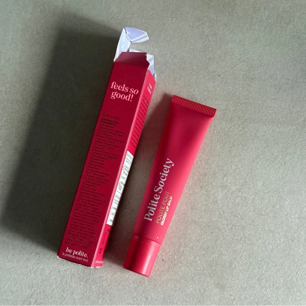 Polite Society Polite Pout Glossy Lip Balm in Strawberry Glaze – New